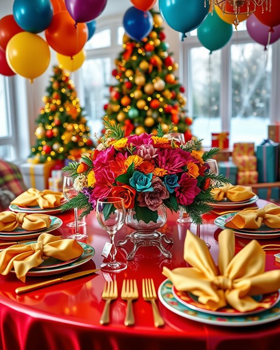 vibrant christmas party decor