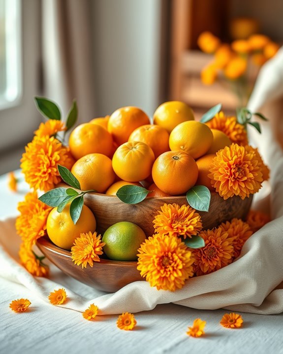 vibrant citrus fruit arrangements