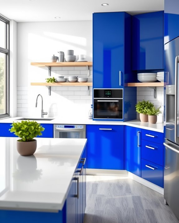 vibrant cobalt blue cabinets
