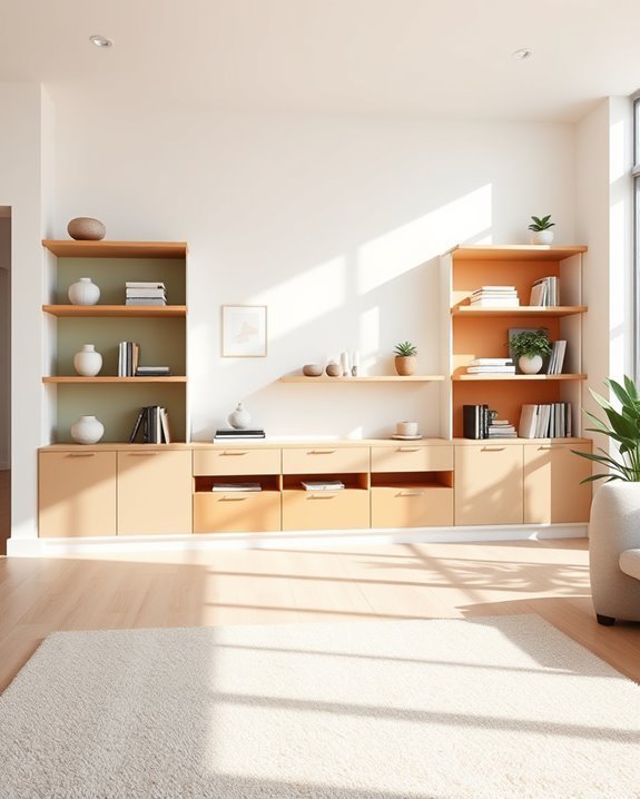 vibrant color block shelves