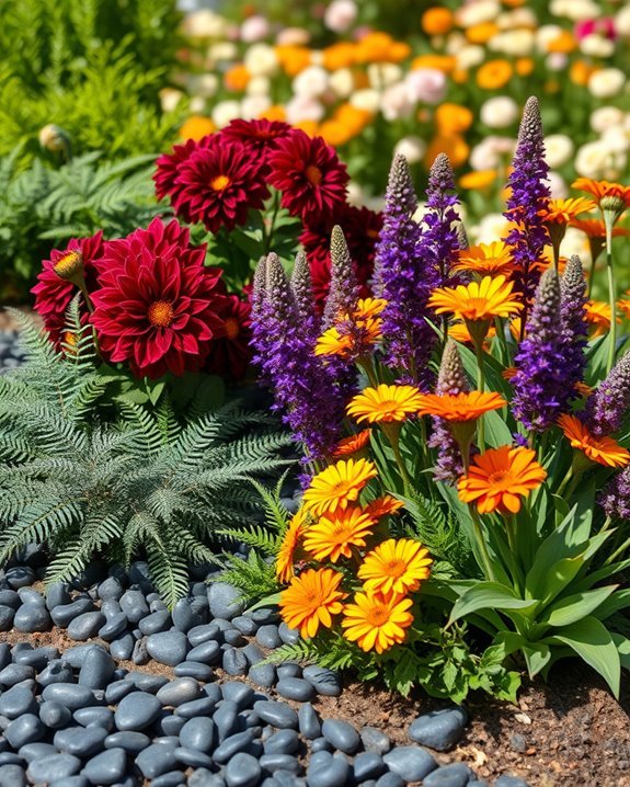 vibrant color blocked garden design
