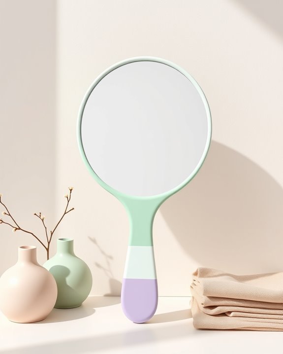 vibrant color blocked hand mirror
