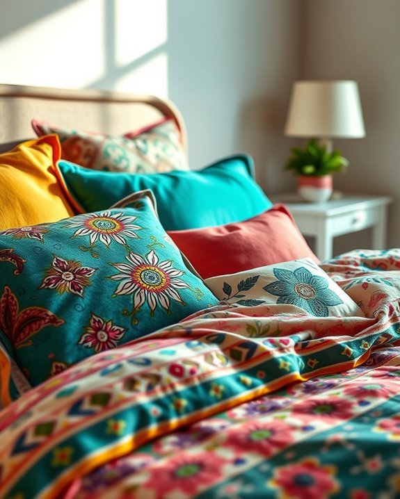 vibrant colorful bedding styles