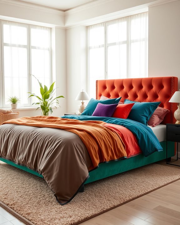 vibrant colorful fabric beds