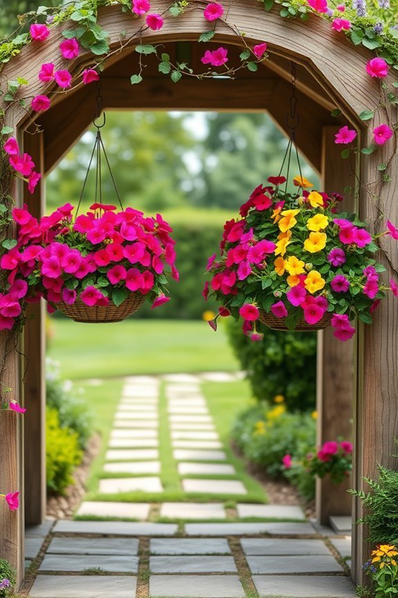 vibrant colorful hanging baskets
