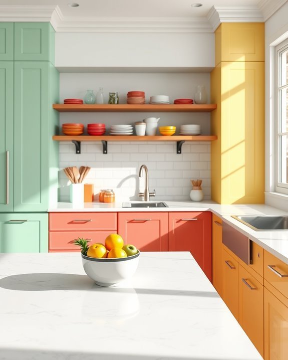 vibrant colorful kitchen cabinetry