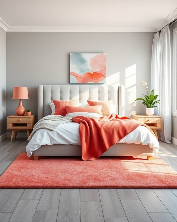 vibrant coral grey balance