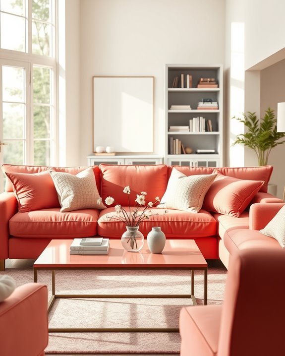 vibrant coral pink furniture