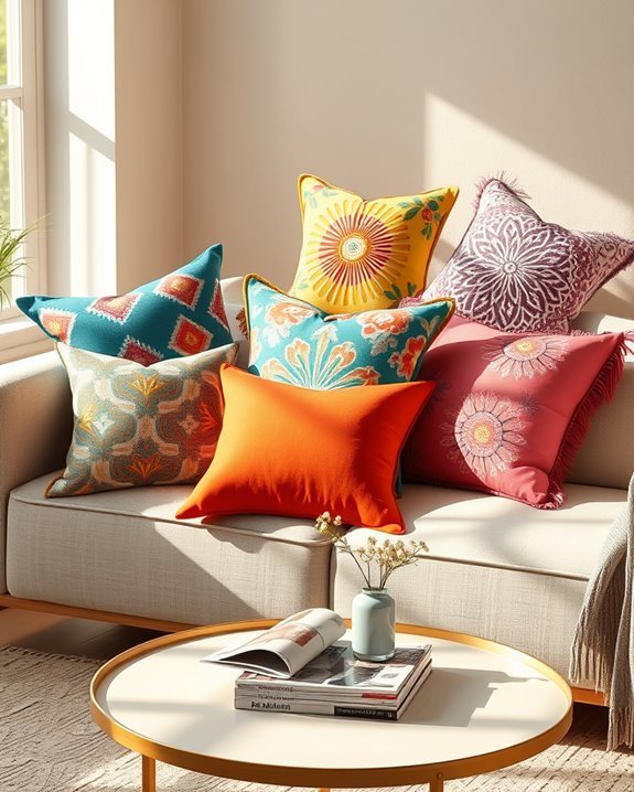 vibrant cozy pillow decor