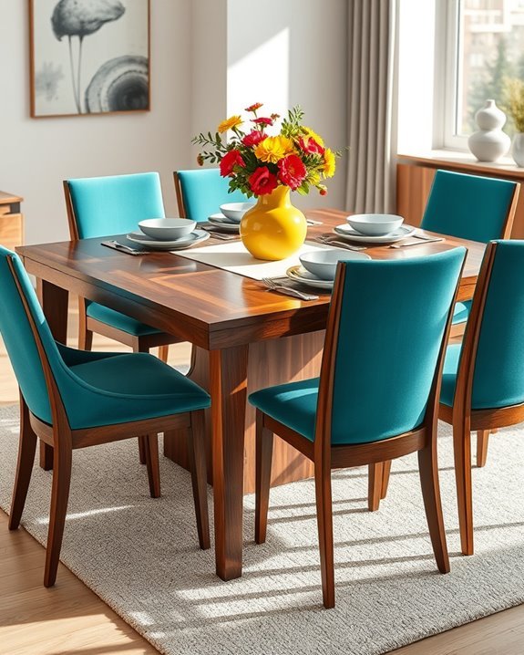 vibrant dining table accents