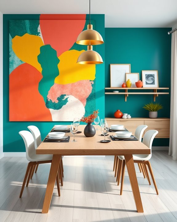 vibrant dining wall accents