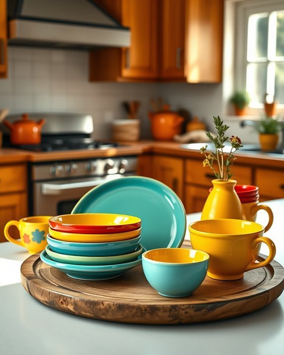 vibrant dishware enhances cooking