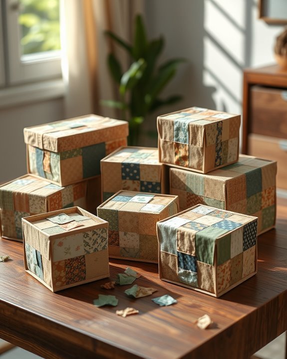 vibrant fabric scrap boxes