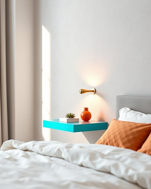 vibrant floating bedside tables