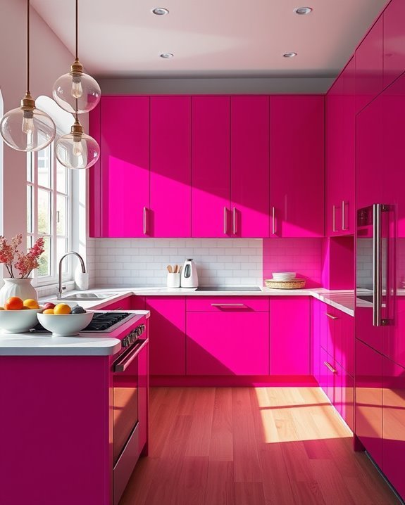 vibrant fuchsia kitchen accents