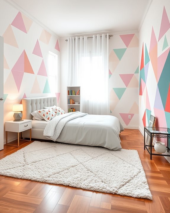 vibrant geometric bedroom decor
