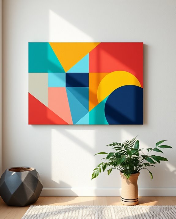 vibrant geometric canvas art
