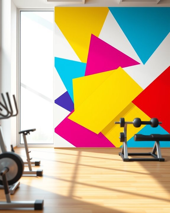vibrant geometric gym designs
