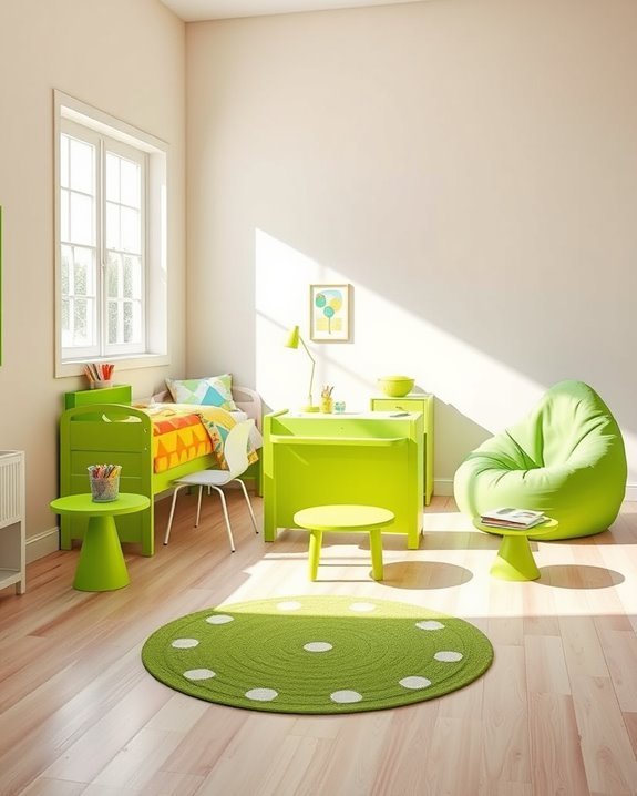 vibrant green furniture accents