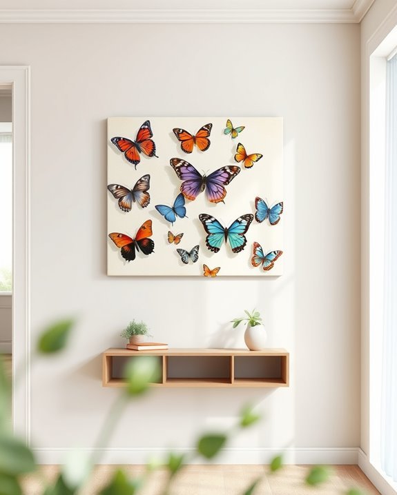 vibrant hand painted butterfly decor