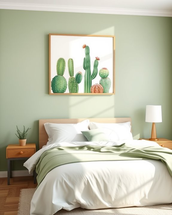 vibrant hand painted cacti art