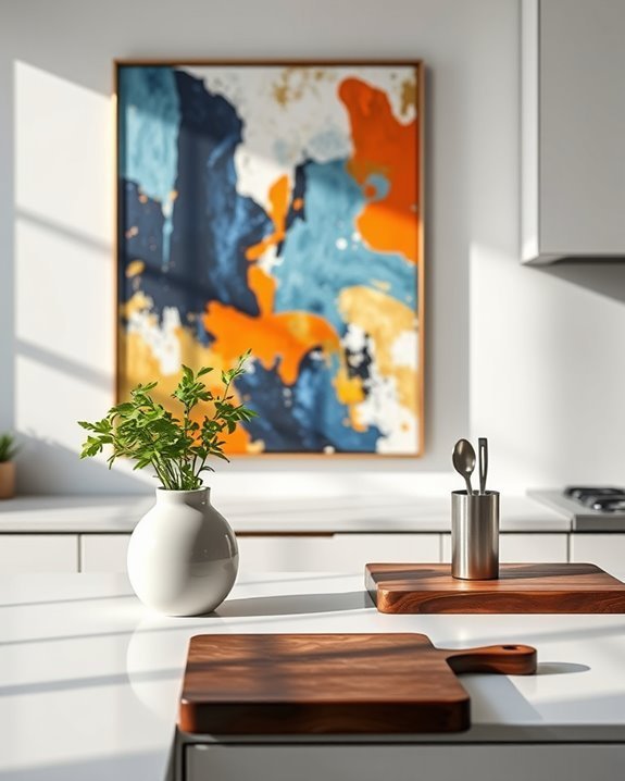vibrant kitchen artwork display