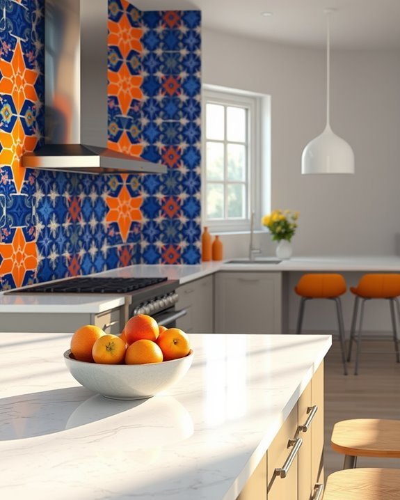 vibrant kitchen tile murals