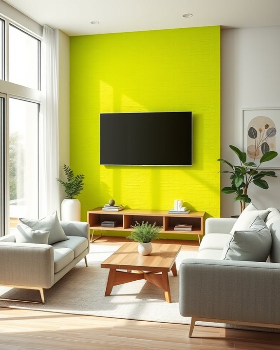 vibrant lime green accents