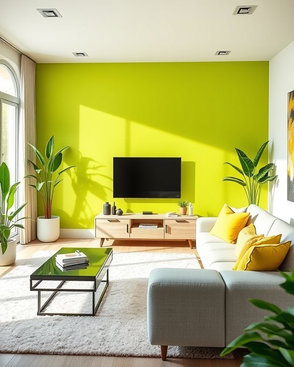 vibrant lime green accents