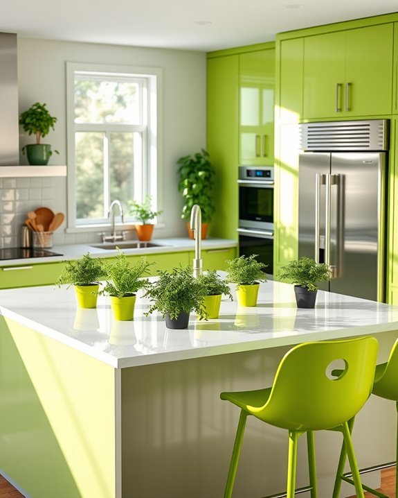 vibrant lime green bar stools