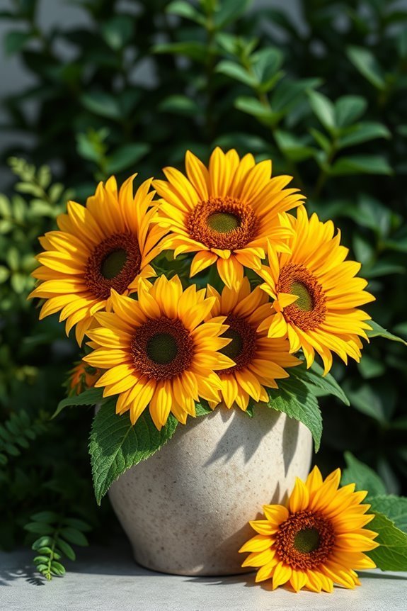 vibrant maintenance free sunflower arrangements