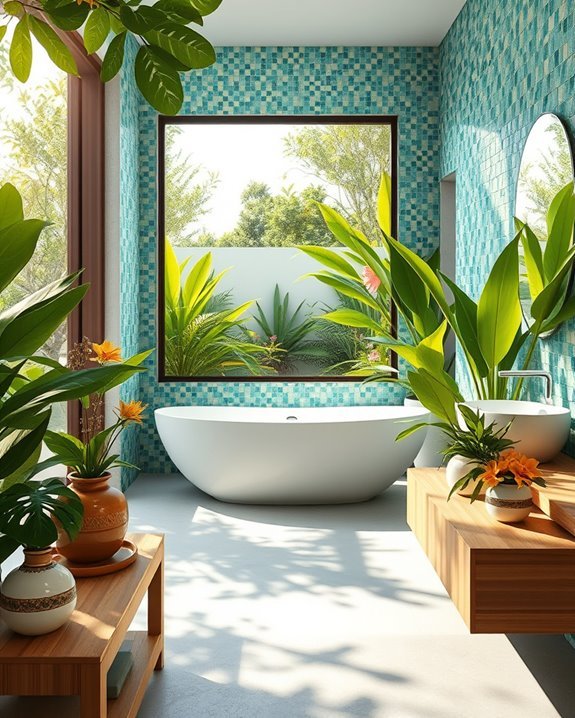 vibrant mosaic bathroom tiles