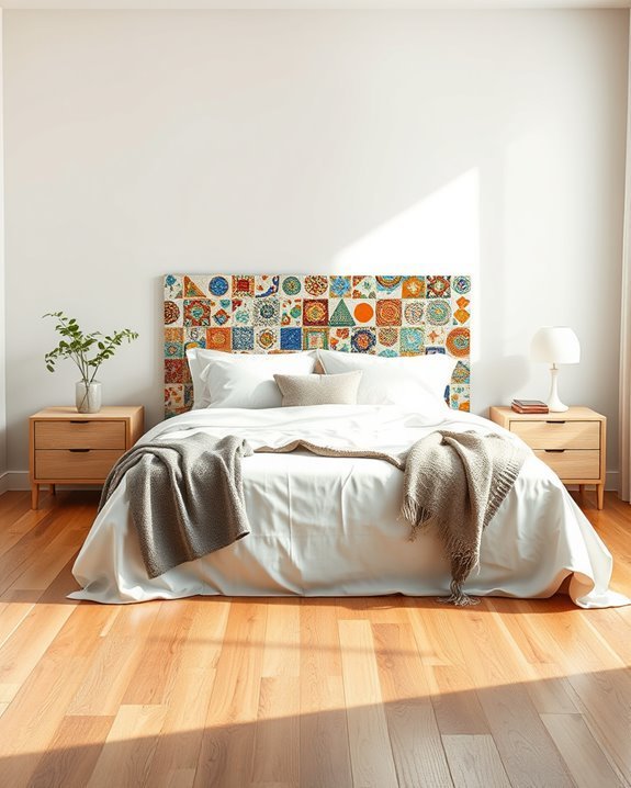 vibrant mosaic tile headboard