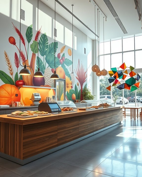vibrant murals enhance atmosphere