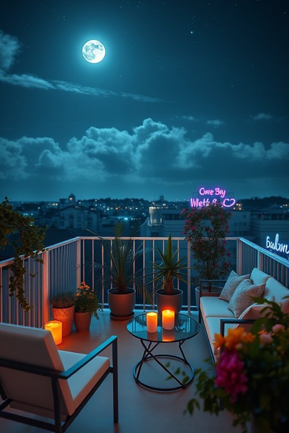 vibrant neon balcony decor