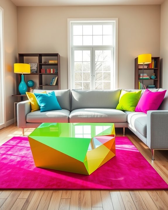 vibrant neon decor accents