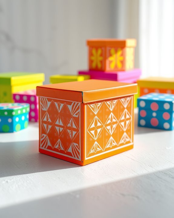 vibrant neon decor boxes