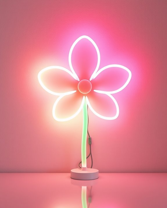vibrant neon flower lights