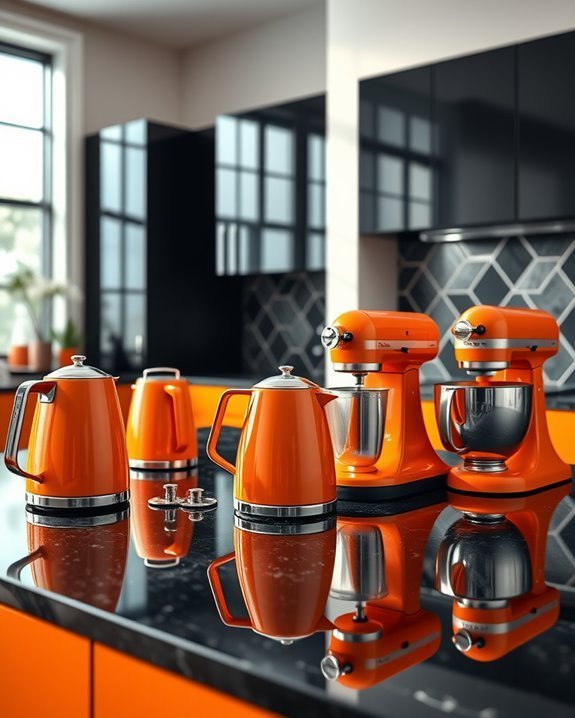 vibrant orange kitchen appliances
