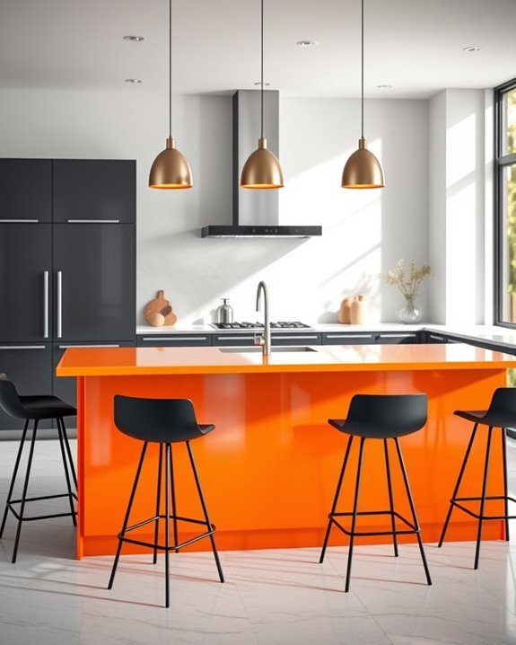 vibrant orange kitchen transformation