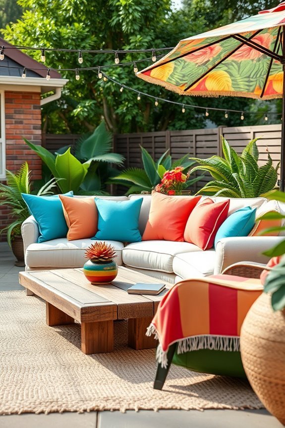 vibrant outdoor fabric accents