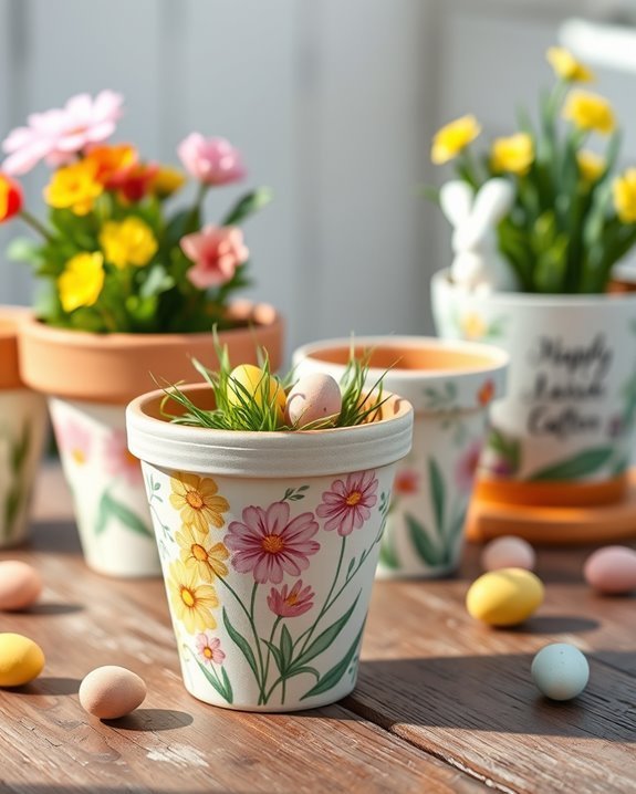 vibrant painted flower pots