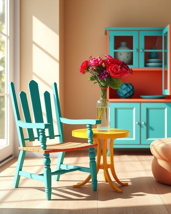 vibrant painted furniture transformation