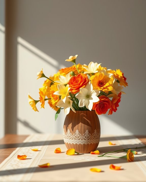 vibrant paper flower decor