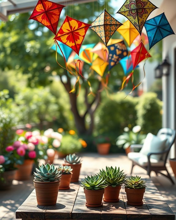 vibrant patio kite decorations