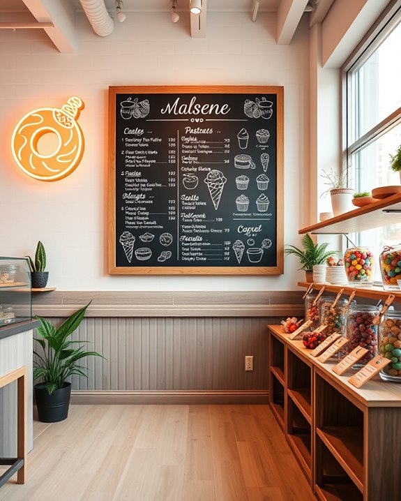vibrant playful dessert signage