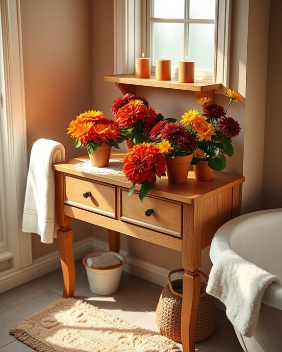 vibrant potted fall flowers