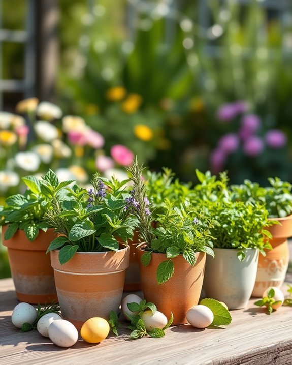 vibrant potted herb garden