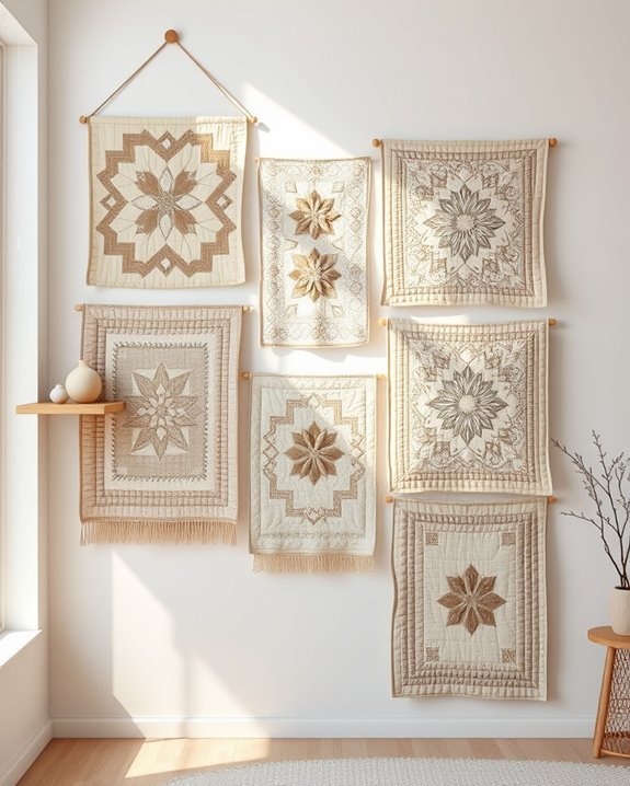 vibrant quilted wall hangings