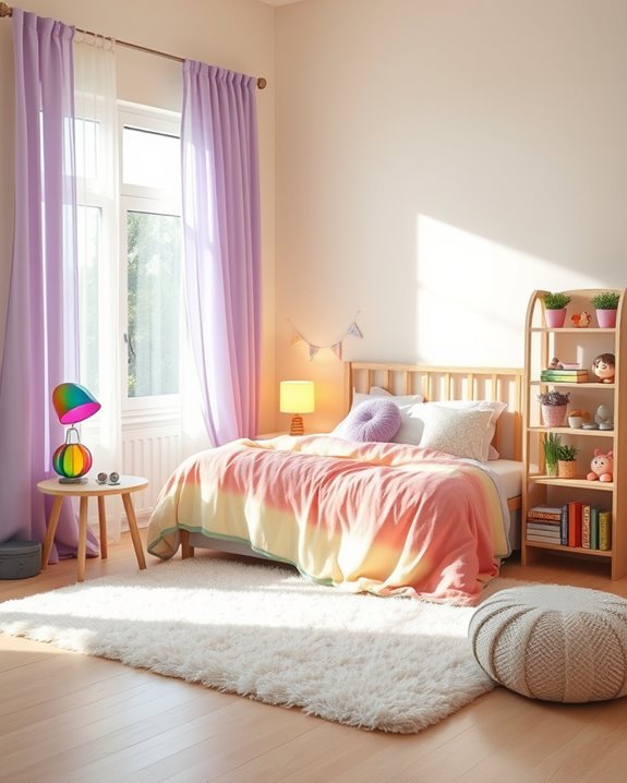 vibrant rainbow bedroom design